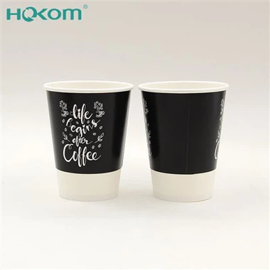 لوگوی چاپی سفارشی بازیافت یکبار مصرف 6oz 8oz 12oz 16oz 20oz فنجان کاغذ قهوه دیواری دو قطر با درب
